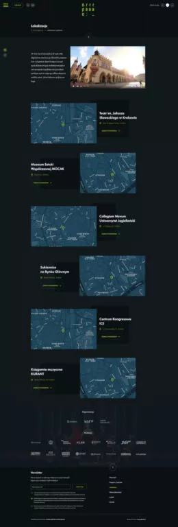 Screenshot showing the layout of the locations page