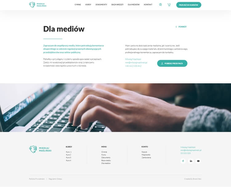Screenshot of page including navigation and footer