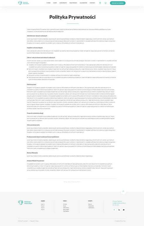 Screenshot of Privacy Policy page