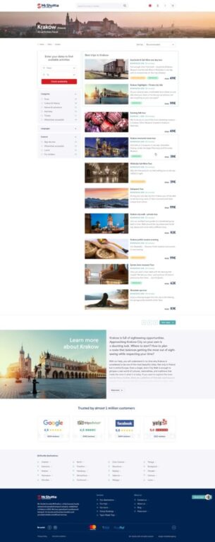 Site screenshot showing information received from search engine