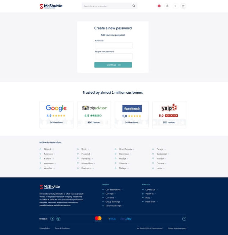 Screenshot of the login page