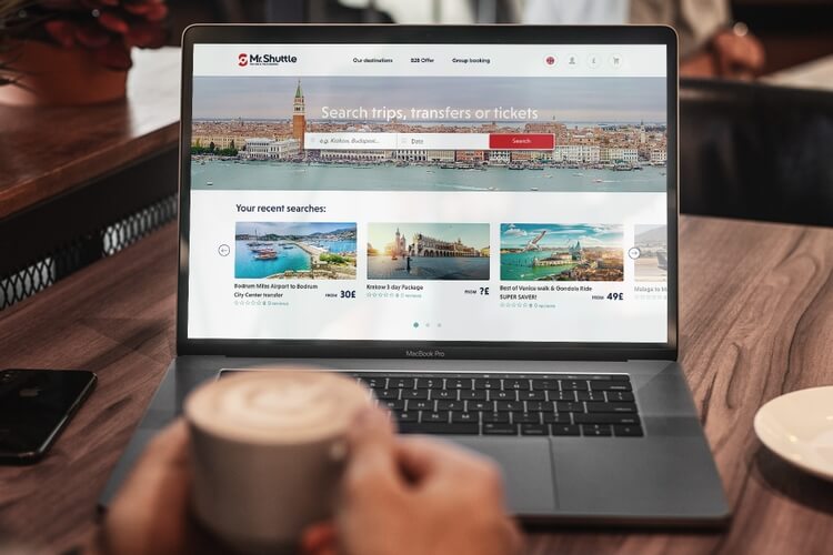 Photo of laptop with home page