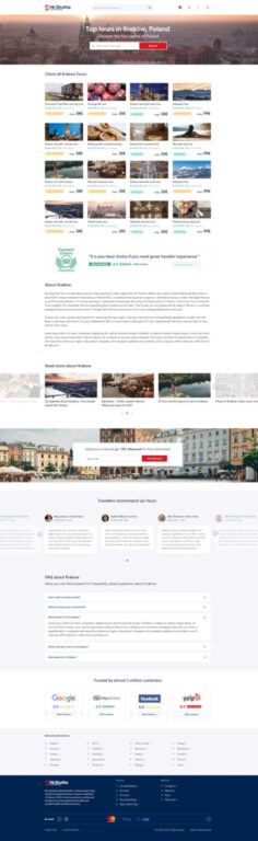 Screenshot of the website showing places to visit